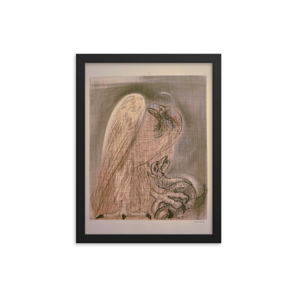 Framed poster print, fine art drawing of turtle 3