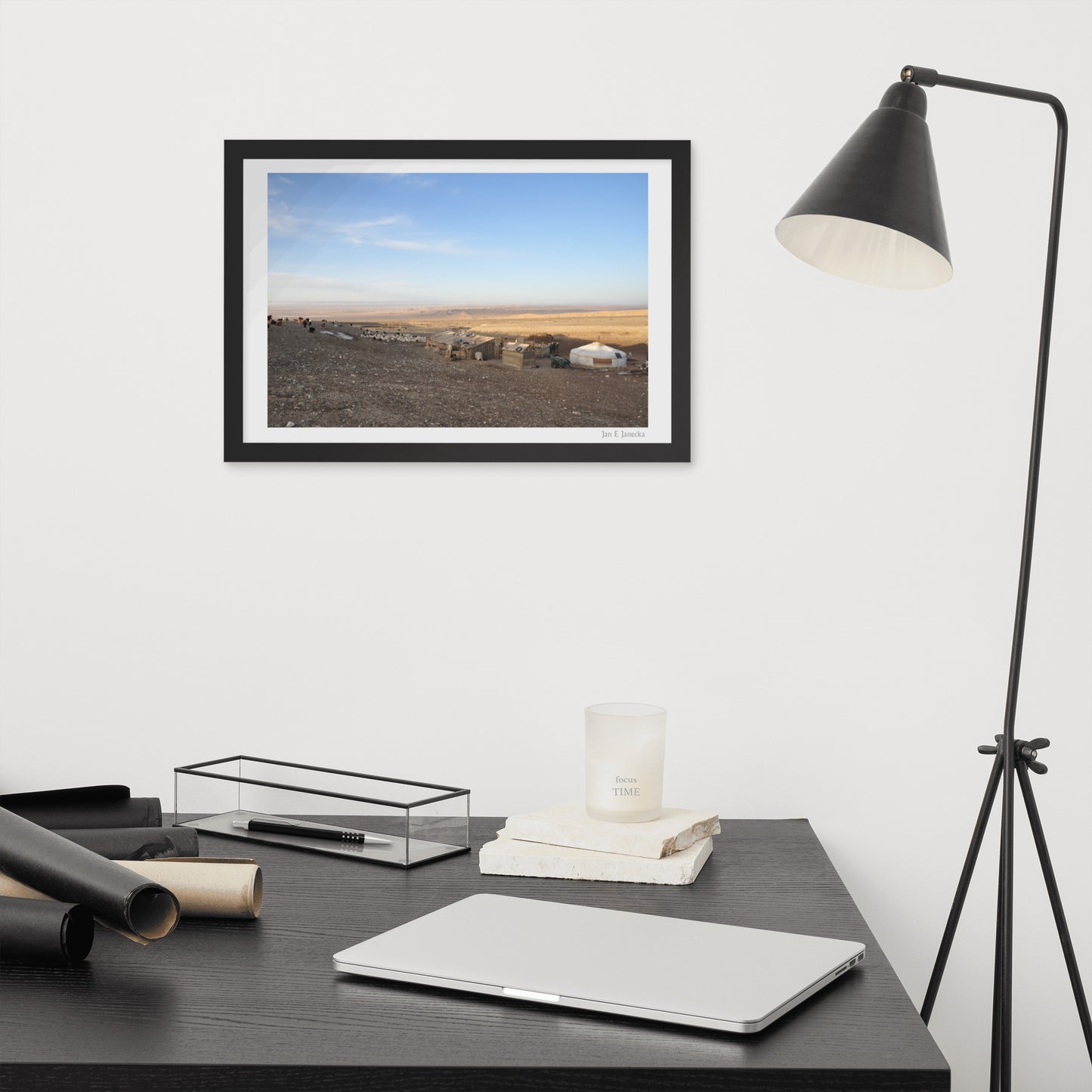 Framed poster, photo of Gher in Gobi Desert