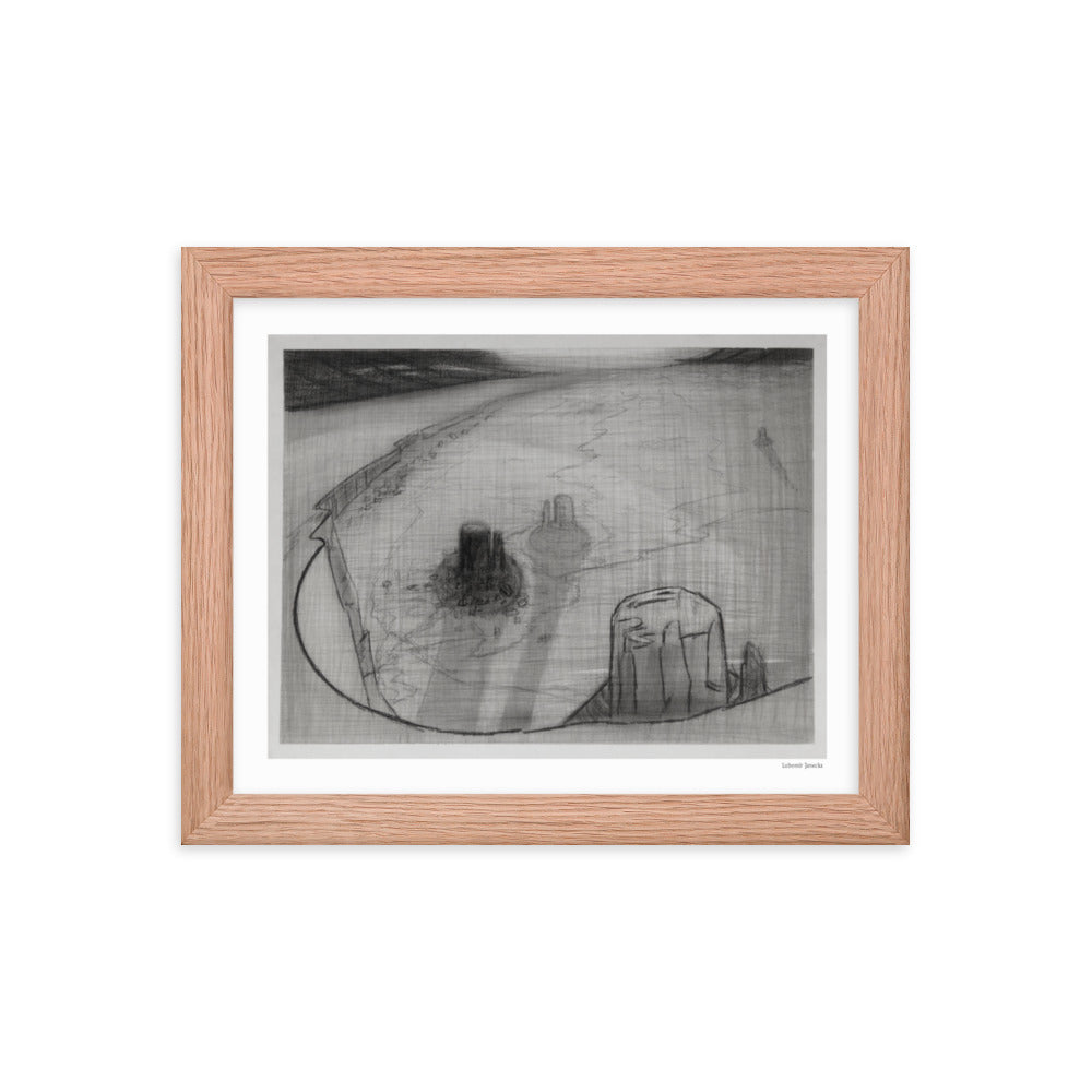Framed poster, fine art drawing of Monument Valley 34