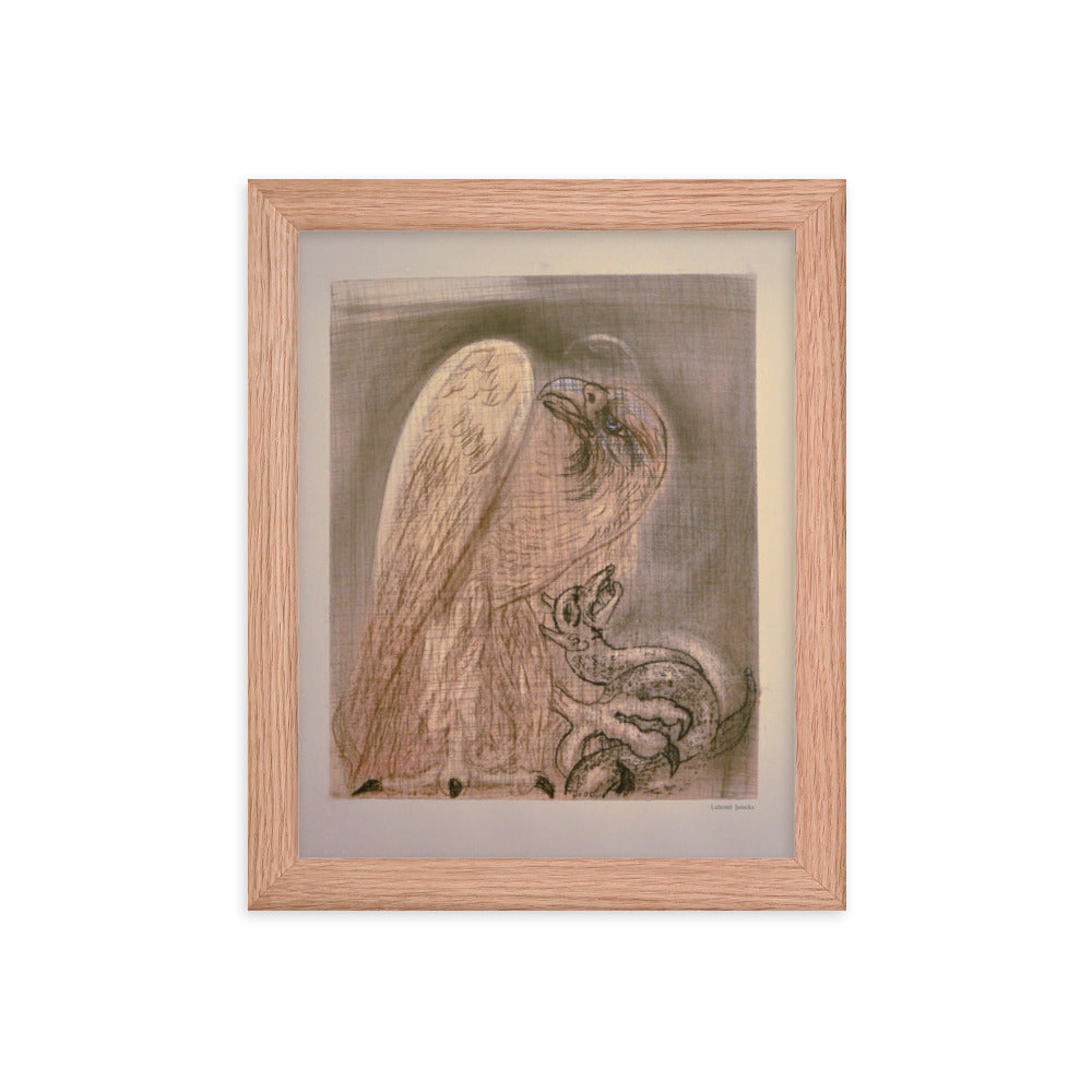 Framed poster print, fine art drawing of turtle 3