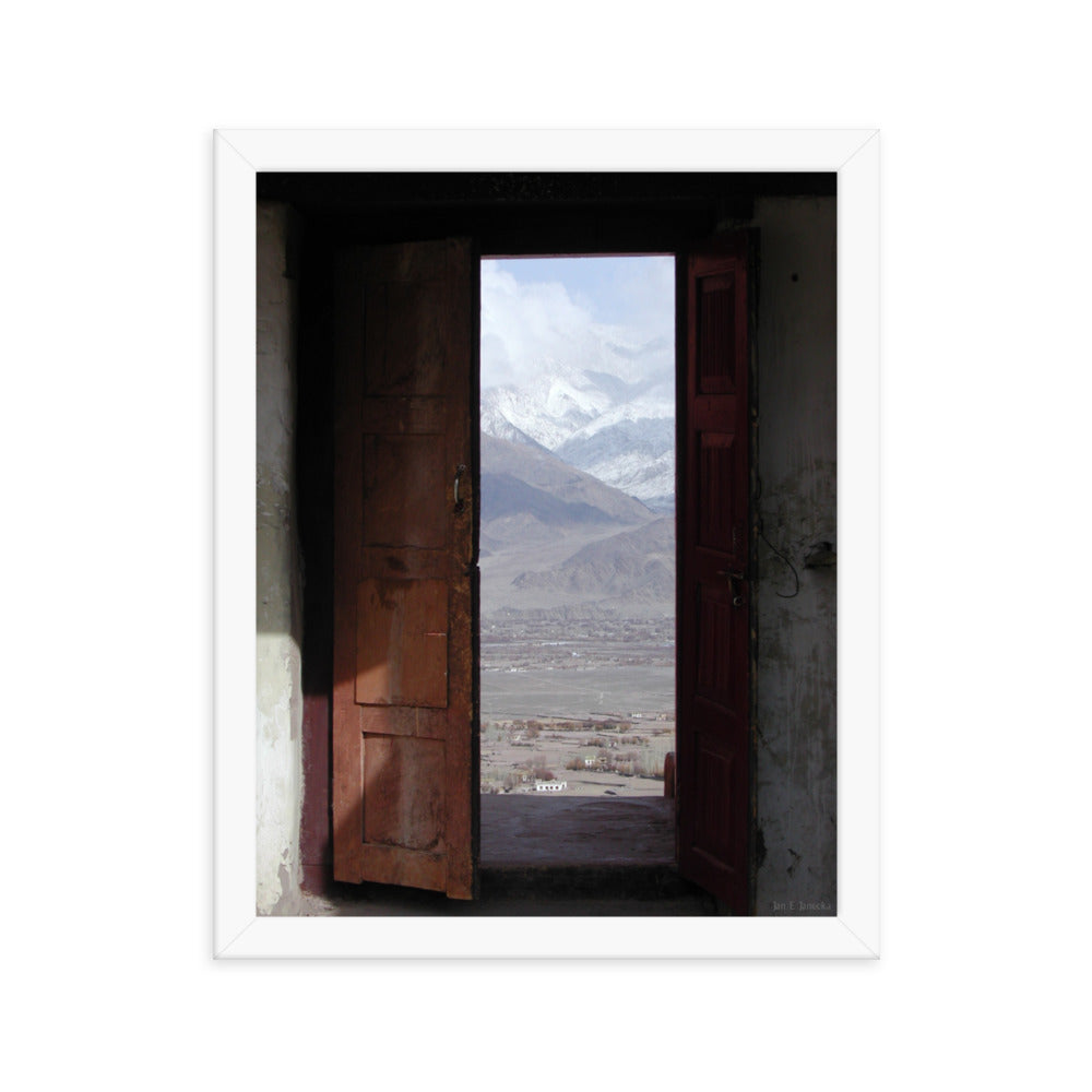 Frame Poster, door to the Himalaya at Buddhist monastery in Ladakh India