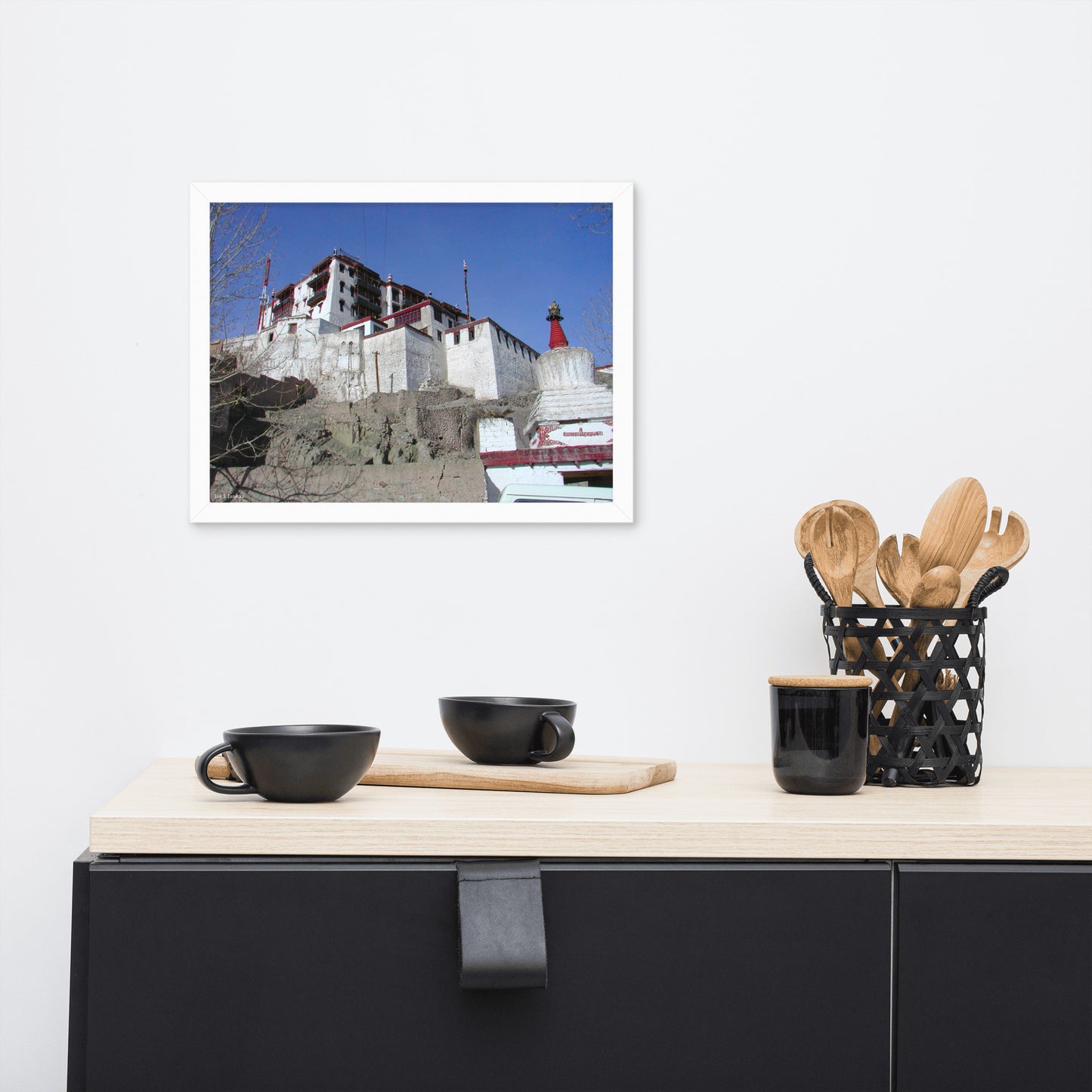 Framed poster, photo of Buddhist monastery in Ladakh India