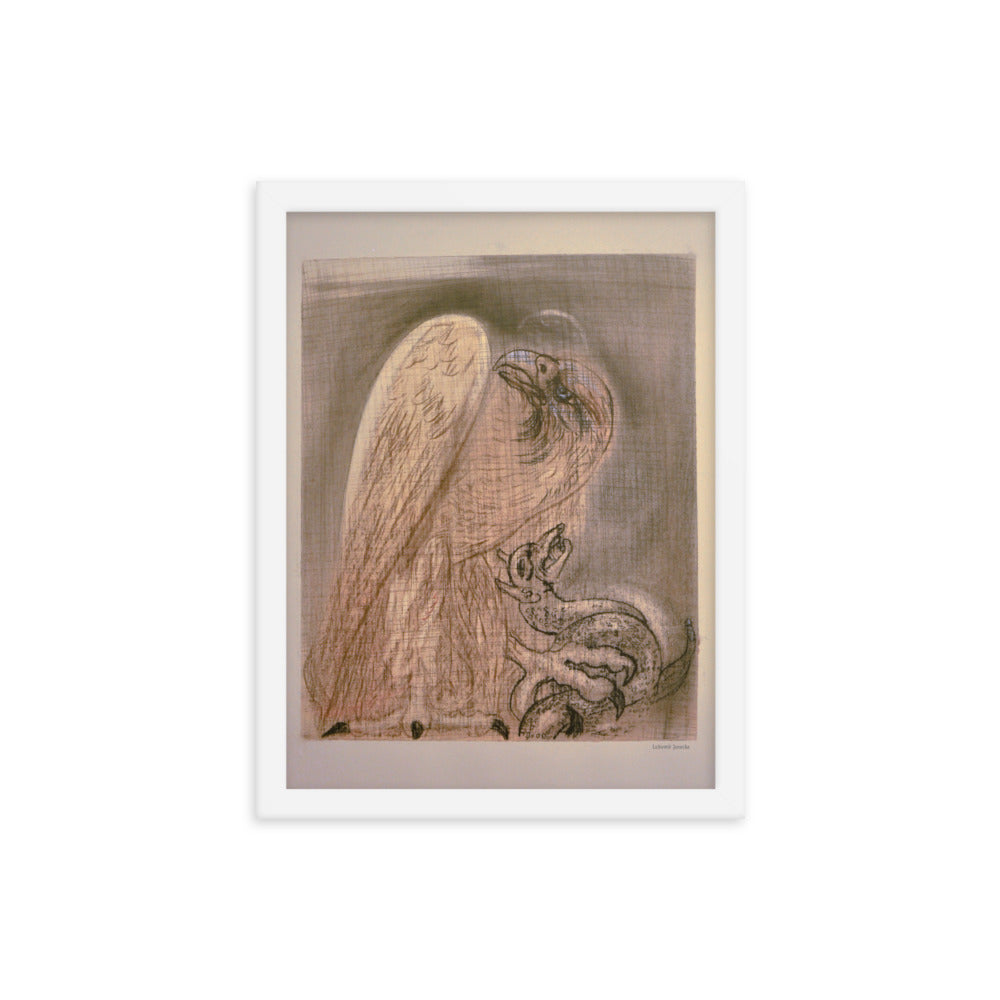 Framed poster print, fine art drawing of eagle 3