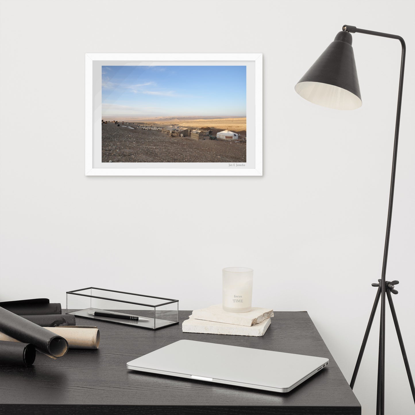 Framed poster, photo of Gher in Gobi Desert