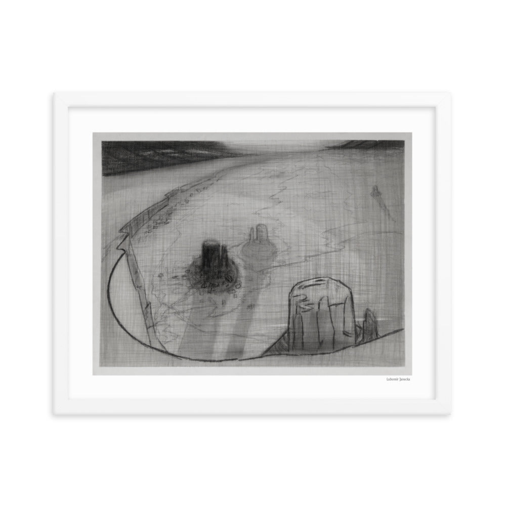 Framed poster, fine art drawing of Monument Valley 34