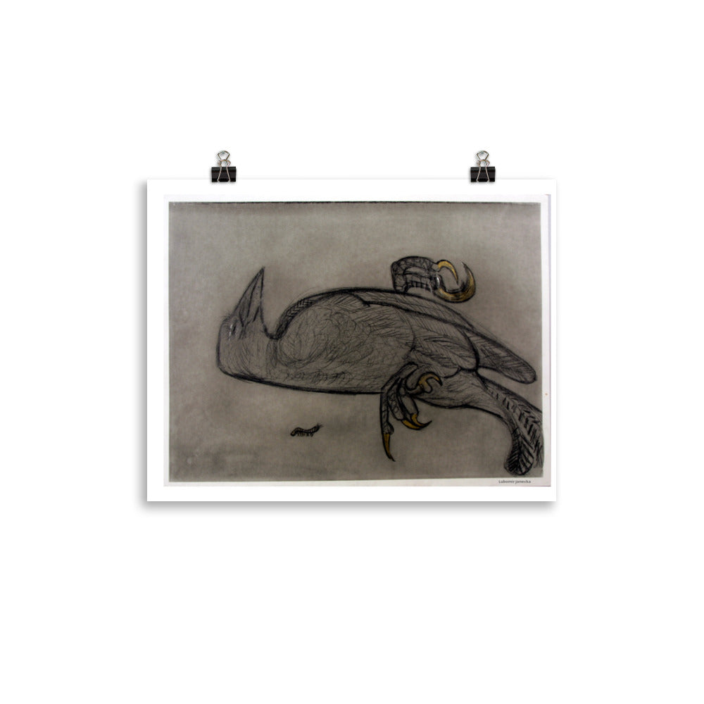 Poster print, fine art drawing of crow 1