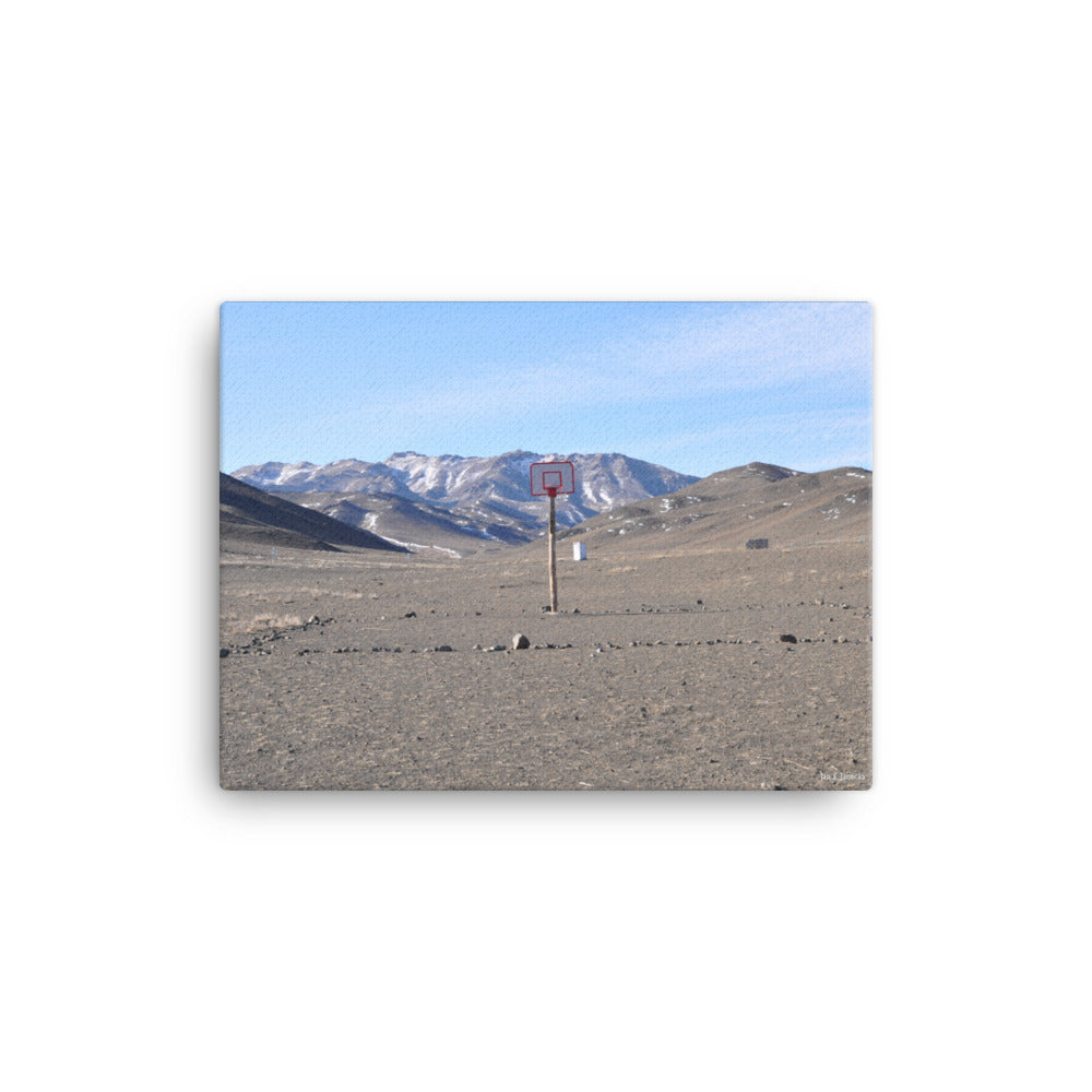 Canvas, photo of Mongolian basketball court