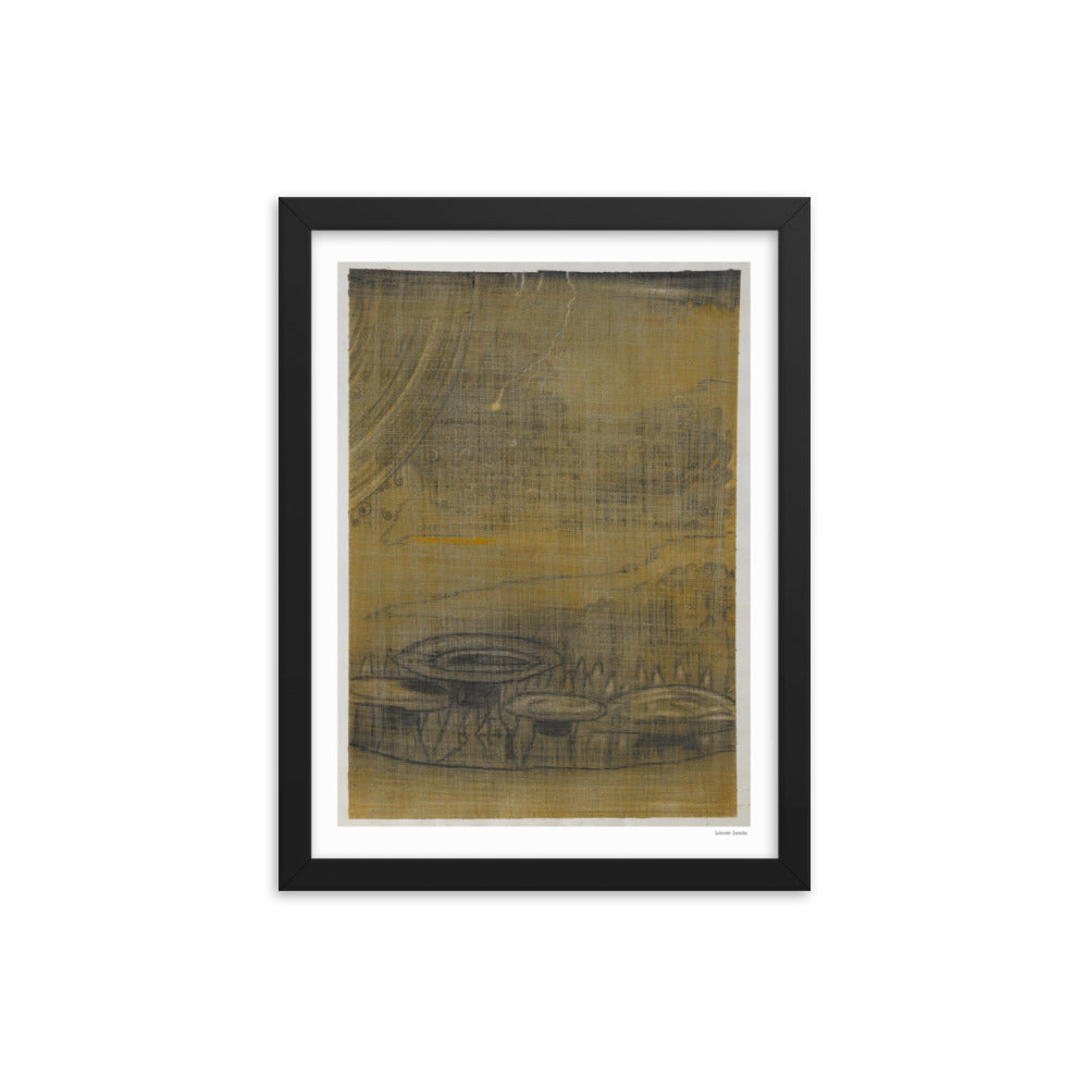 Framed poster print, fine art drawing of Zion