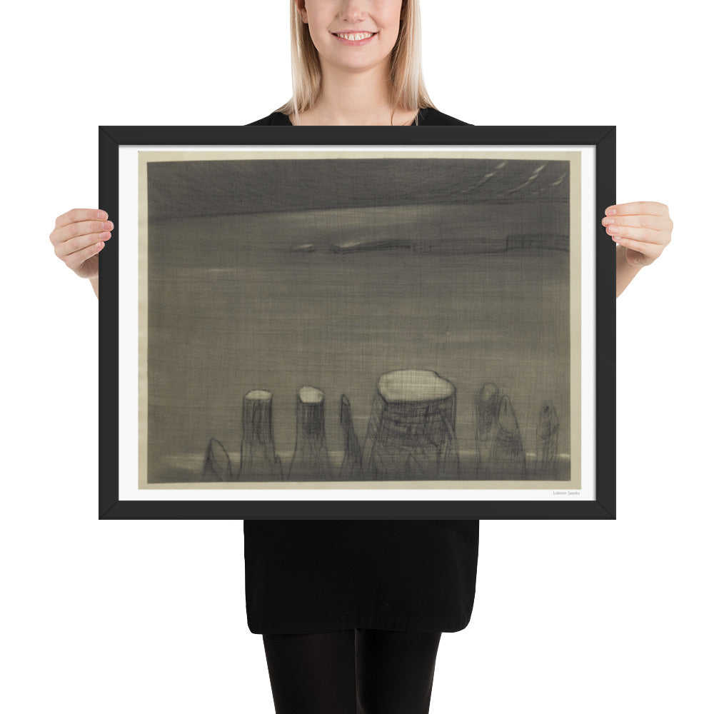 Framed poster print, fine art drawing of Monument Valley 11