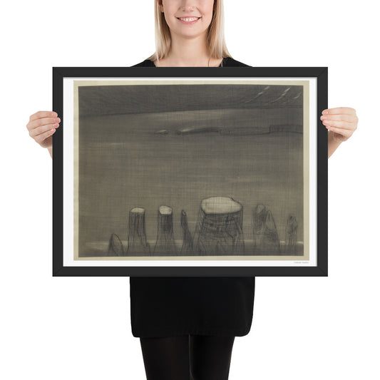Framed poster print, fine art drawing of Monument Valley 11