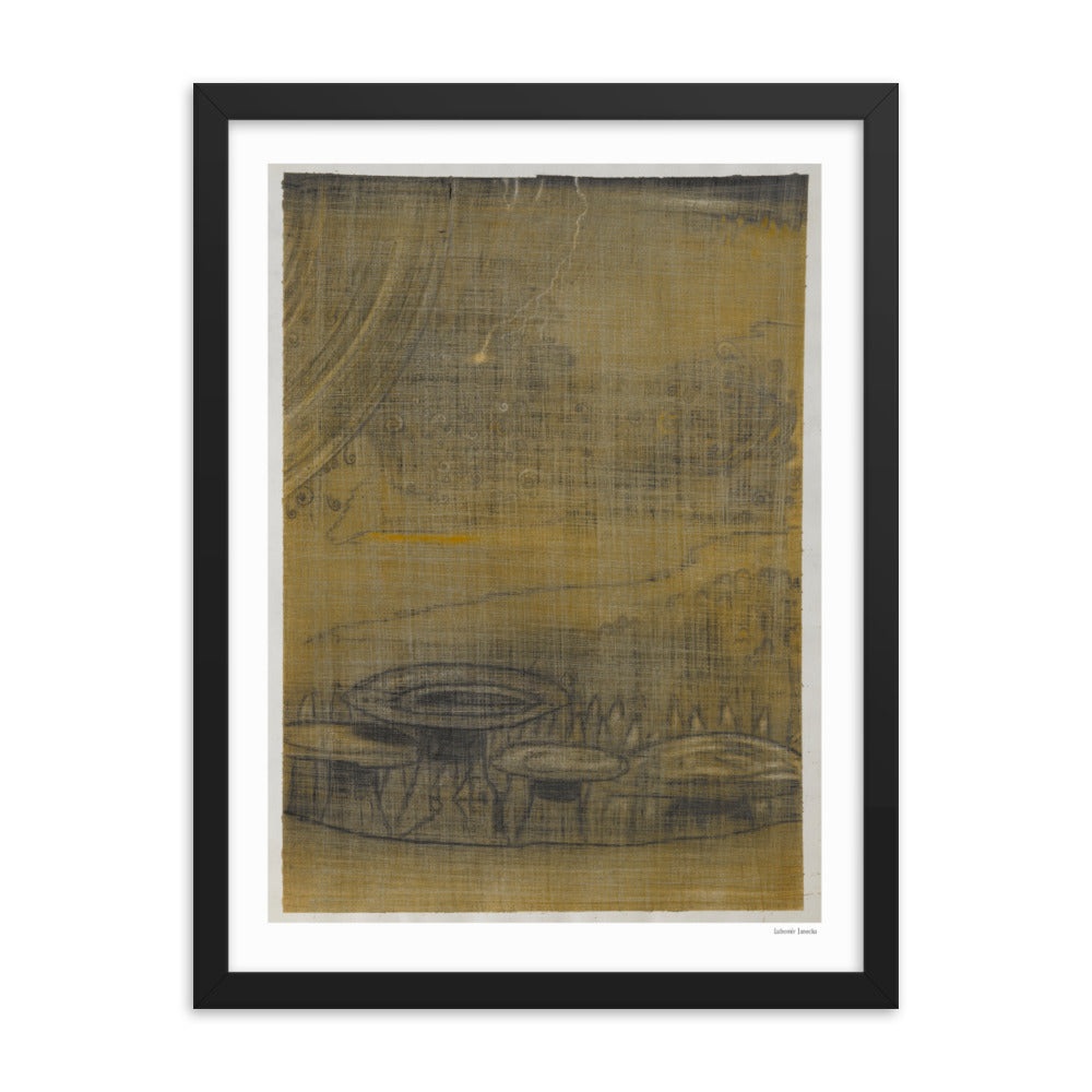 Framed poster print, fine art drawing of Zion