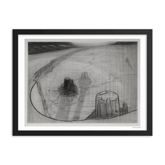 Framed poster, fine art drawing of Monument Valley 34