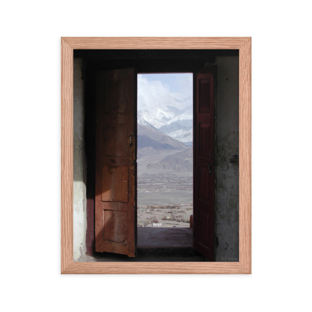 Frame Poster, door to the Himalaya at Buddhist monastery in Ladakh India