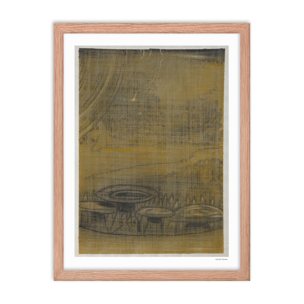 Framed poster print, fine art drawing of Zion