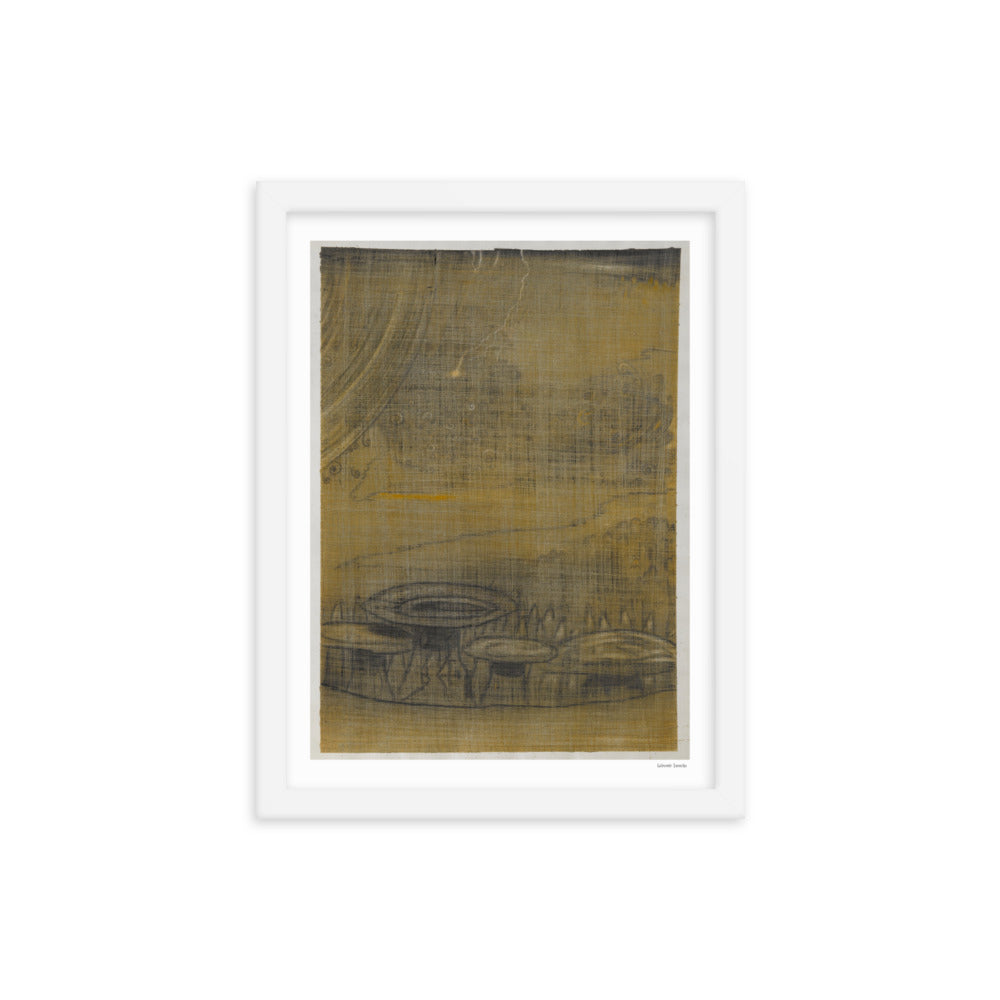 Framed poster print, fine art drawing of Zion