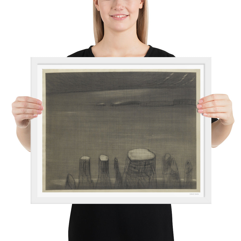 Framed poster print, fine art drawing of Monument Valley 11