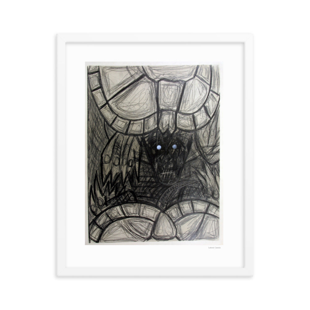 Framed poster print, fine art drawing of turtle 3