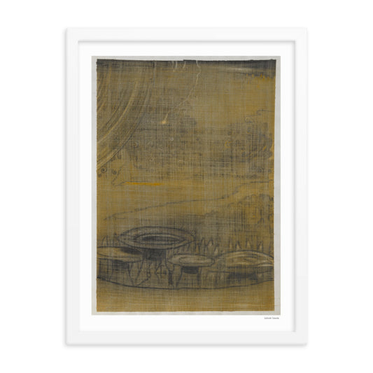 Framed poster print, fine art drawing of Zion