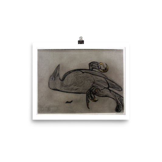 Poster print, fine art drawing of crow 1
