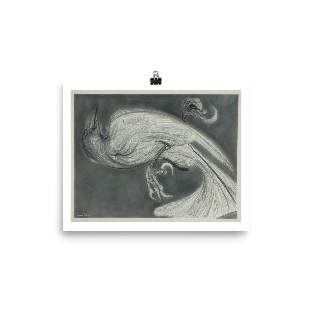 Poster print, fine art drawing of crow 2